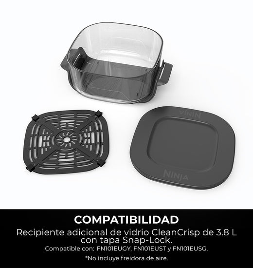 Contenedor de cristal CleanCrisp Ninja CRISPi (3.8 L) con tapa Snap-Lock