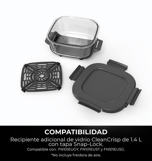Contenedor de cristal CleanCrisp Ninja CRISPi (1.4 L) con tapa Snap-Lock