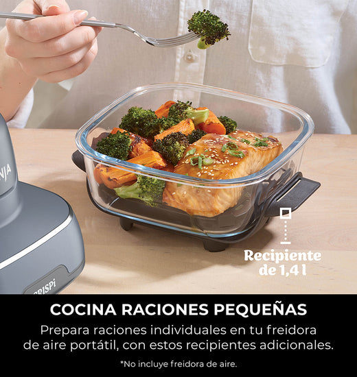 2 Contenedores de cristal CleanCrisp Ninja CRISPi (1.4 L) con tapa Snap-Lock