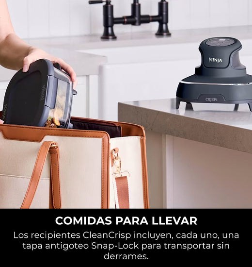 2 Contenedores de cristal CleanCrisp Ninja CRISPi (1.4 L) con tapa Snap-Lock