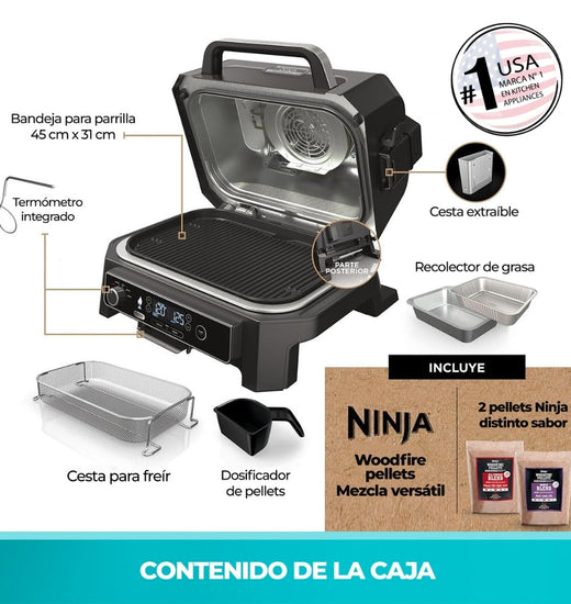 Parrilla eléctrica con Ahumador Ninja Woodfire Pro XL