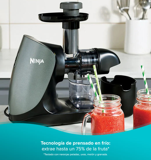 Prensadora de jugo en frio, Ninja, 150w, Tecnología de prensado en frío , extrae hasta un 75% de la fruta