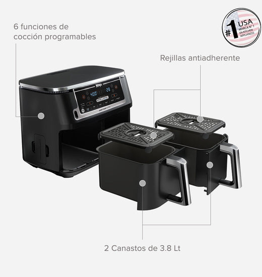Freidora de Aire doble Ninja 6 en 1 de 7.6L