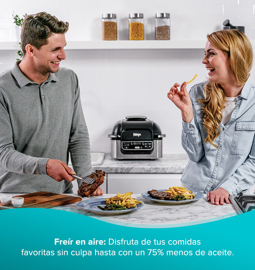 Parrilla interior, 5 en 1, Freidora de aire, Ninja, freír en aire,  75% menos de aceite