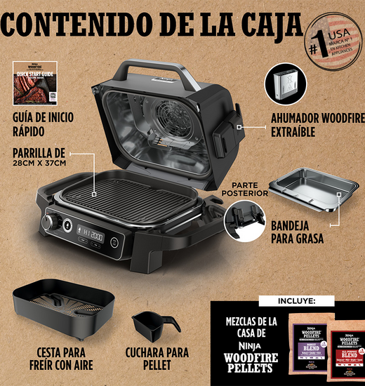 Parrilla eléctrica con Ahumador Ninja Woodfire