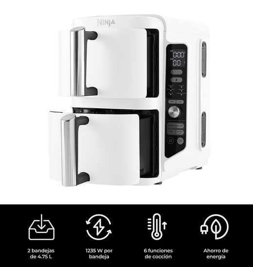 Freidora de Aire Vertical Double Stack XL 9.5L Blanca Ninja