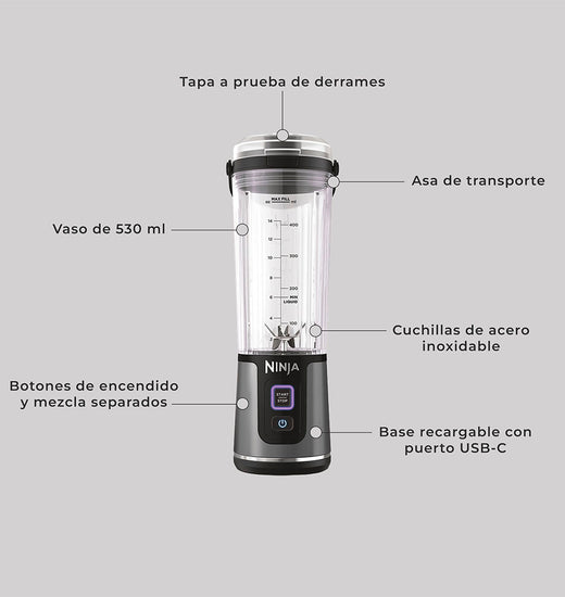 Licuadora Individual Inalámbrica Ninja Blast Negra