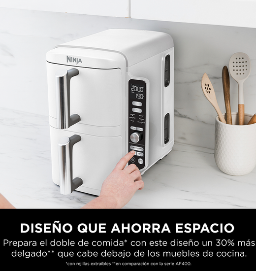 Freidora de Aire Vertical Double Stack XL 9.5L Blanca Ninja
