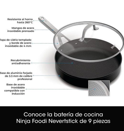 Batería de Cocina 10 Piezas Antiadherente NeverStick Essential Ninja