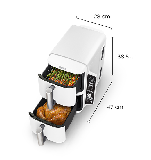 Freidora de Aire Vertical Double Stack XL 9.5L Blanca Ninja