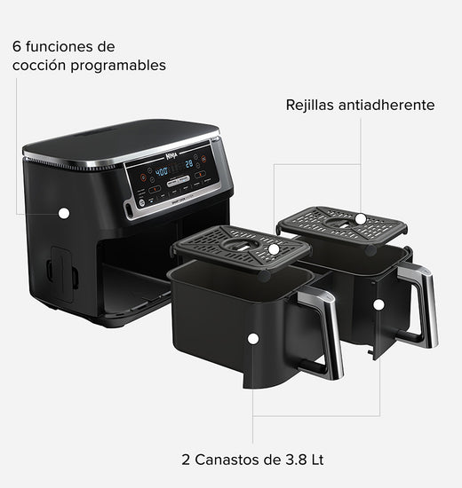 Freidora de Aire doble Ninja 6 en 1 de 7.6L