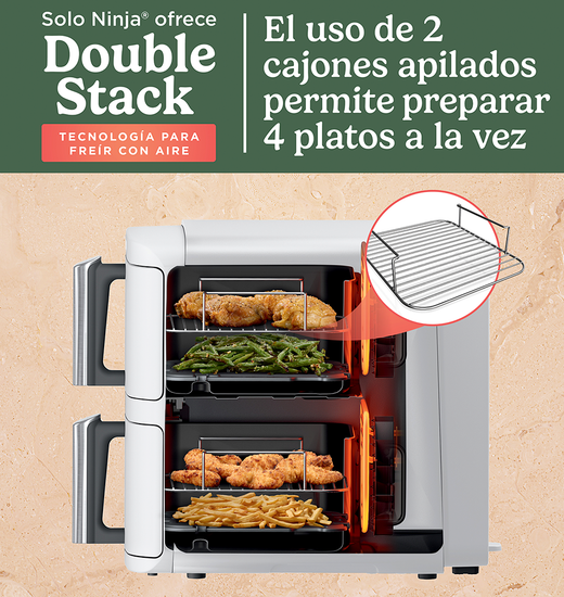 Freidora de Aire Vertical Double Stack XL 9.5L Blanca Ninja