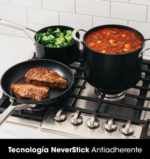 Batería de Cocina 10 Piezas Antiadherente NeverStick Essential Ninja
