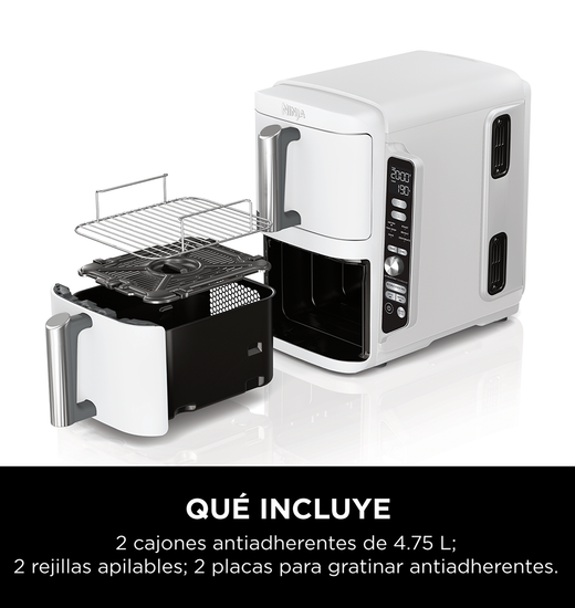 Freidora de Aire Vertical Double Stack XL 9.5L Blanca Ninja