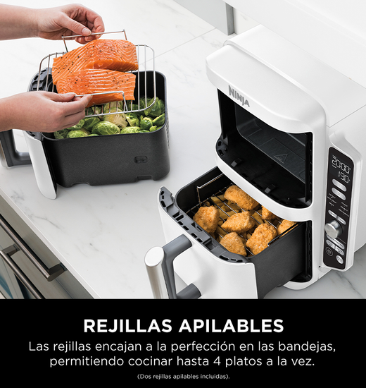 Freidora de Aire Vertical Double Stack XL 9.5L Blanca Ninja