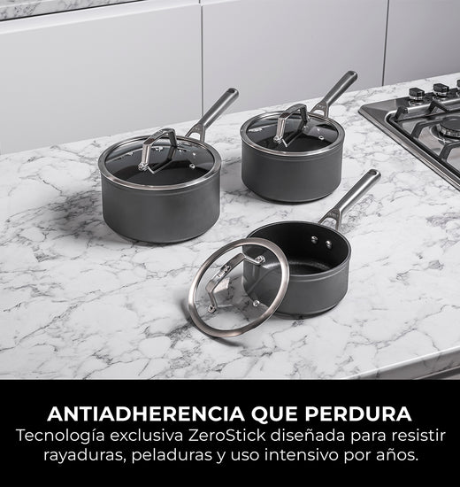 Set de 3 Cacerolas Antiadherentes Zerostick Ninja