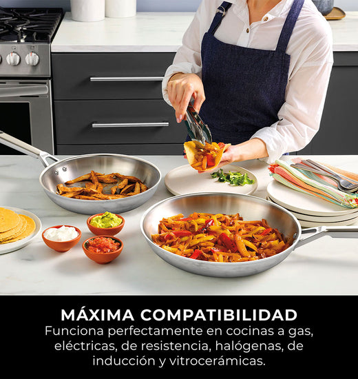 Batería de Cocina 5 Piezas Acero Inoxidable Ninja EverClad