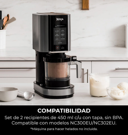 2 Recipientes libre de BPA con tapa CREAMi Clásica Ninja