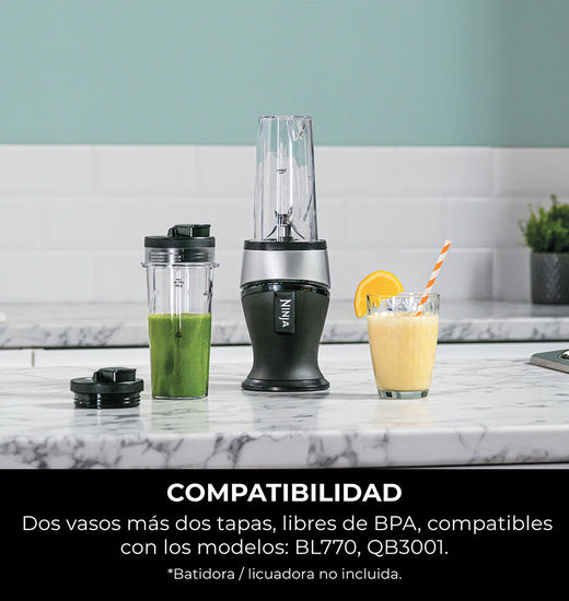 Pack de 2 vasos de 470 ml con tapas herméticas con boquilla Ninja