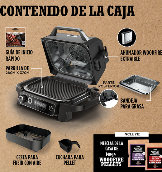 Parrilla eléctrica con Ahumador Ninja Woodfire