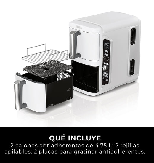 Freidora de Aire Vertical Double Stack XL 9.5L Blanca Ninja