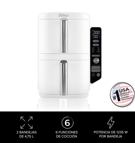 Freidora de Aire Vertical Double Stack XL 9.5L Blanca Ninja