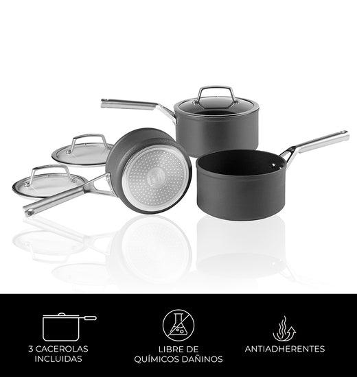 Set de 3 Cacerolas Antiadherentes Zerostick Ninja