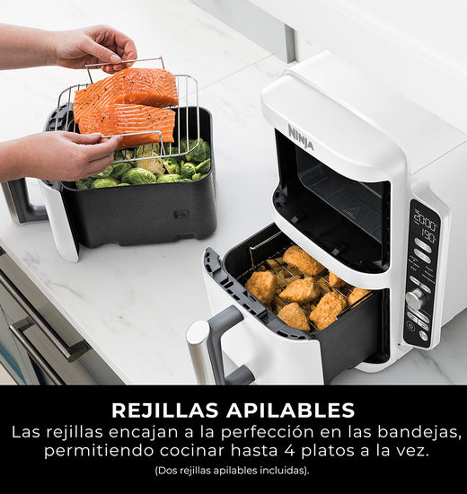 Freidora de Aire Vertical Double Stack XL 9.5L Blanca Ninja