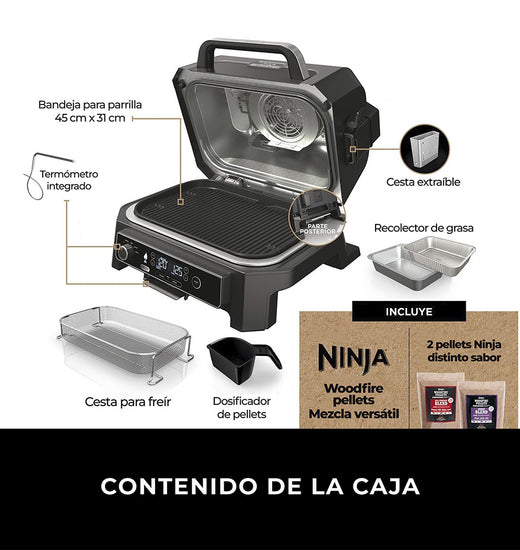 Parrilla eléctrica con Ahumador Ninja Woodfire Pro XL
