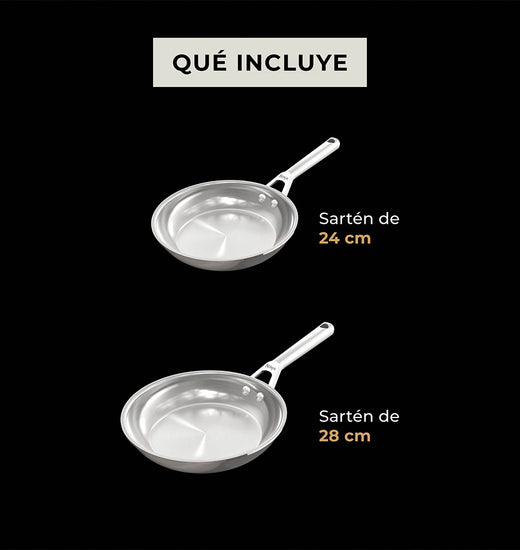 Set de 2 Sartenes de Acero Inoxidable Ninja EverClad (24 cm y 28 cm)