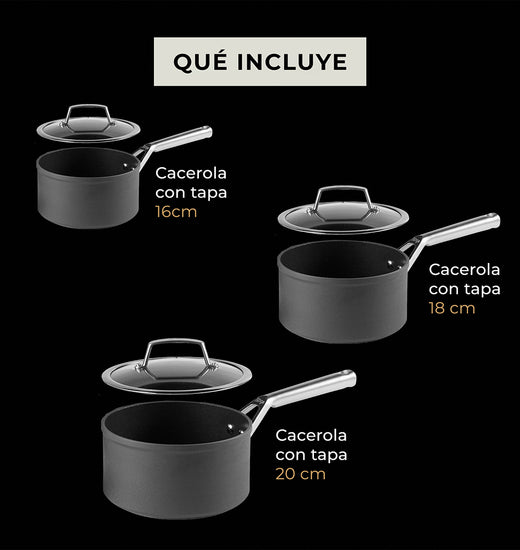 Set de 3 Cacerolas Antiadherentes Zerostick Ninja