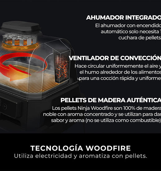 Parrilla eléctrica con Ahumador Ninja Woodfire Pro XL
