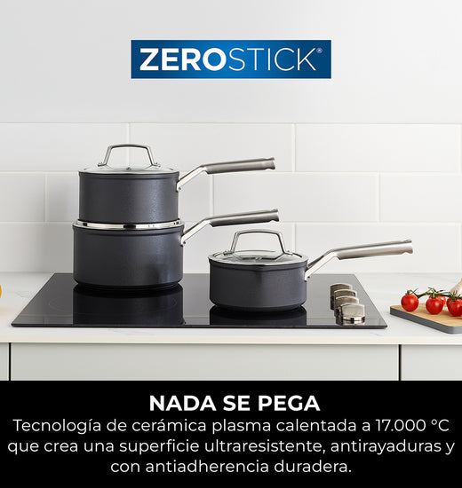 Set de 3 Cacerolas Antiadherentes Zerostick Ninja