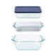 Set de 2 fuentes de vidrio Deep Pyrex + 1 contenedor rectangular de vidrio de Storage Plus de 1.5 litros Pyrex 