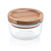 Fuente redonda con tapa de madera Pyrex 236 ml