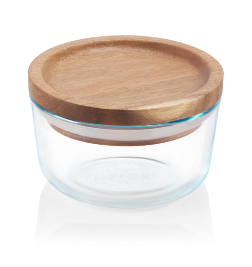 Set de 2 contenedores redondos Wooden Storage Pyrex