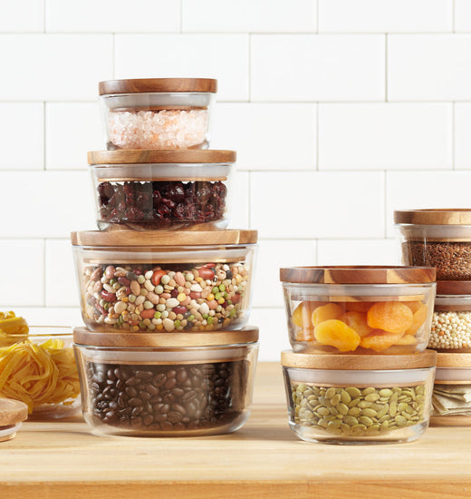 Set de 2 contenedores redondos Wooden Storage Pyrex