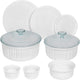 Set de 5 fuentes con tapa de vidrio + plástico French White Corningware